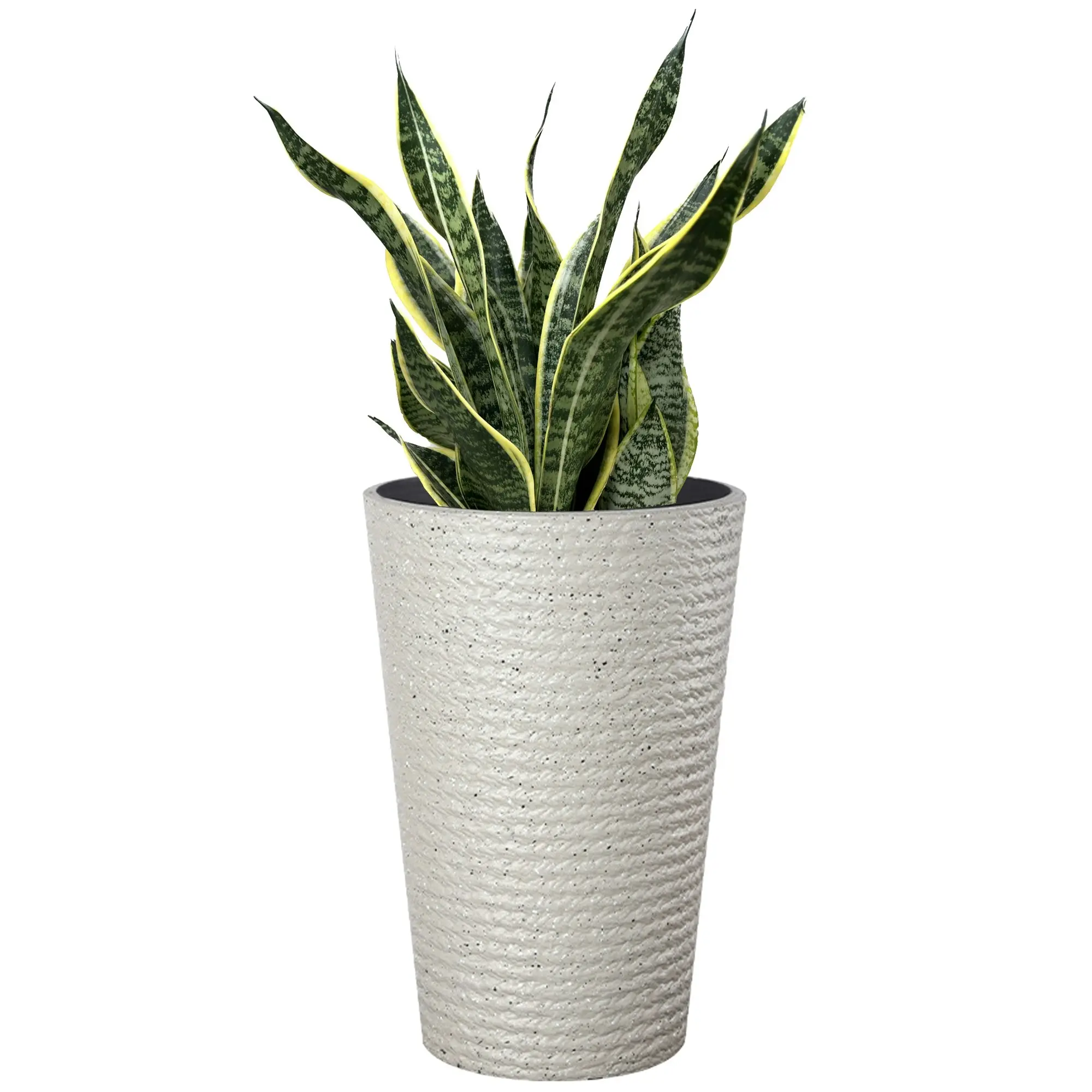 52cm Large Flower Pot Plastic Resin Imitation Ceramic Environment Durable Floor Standing Vase - Cream