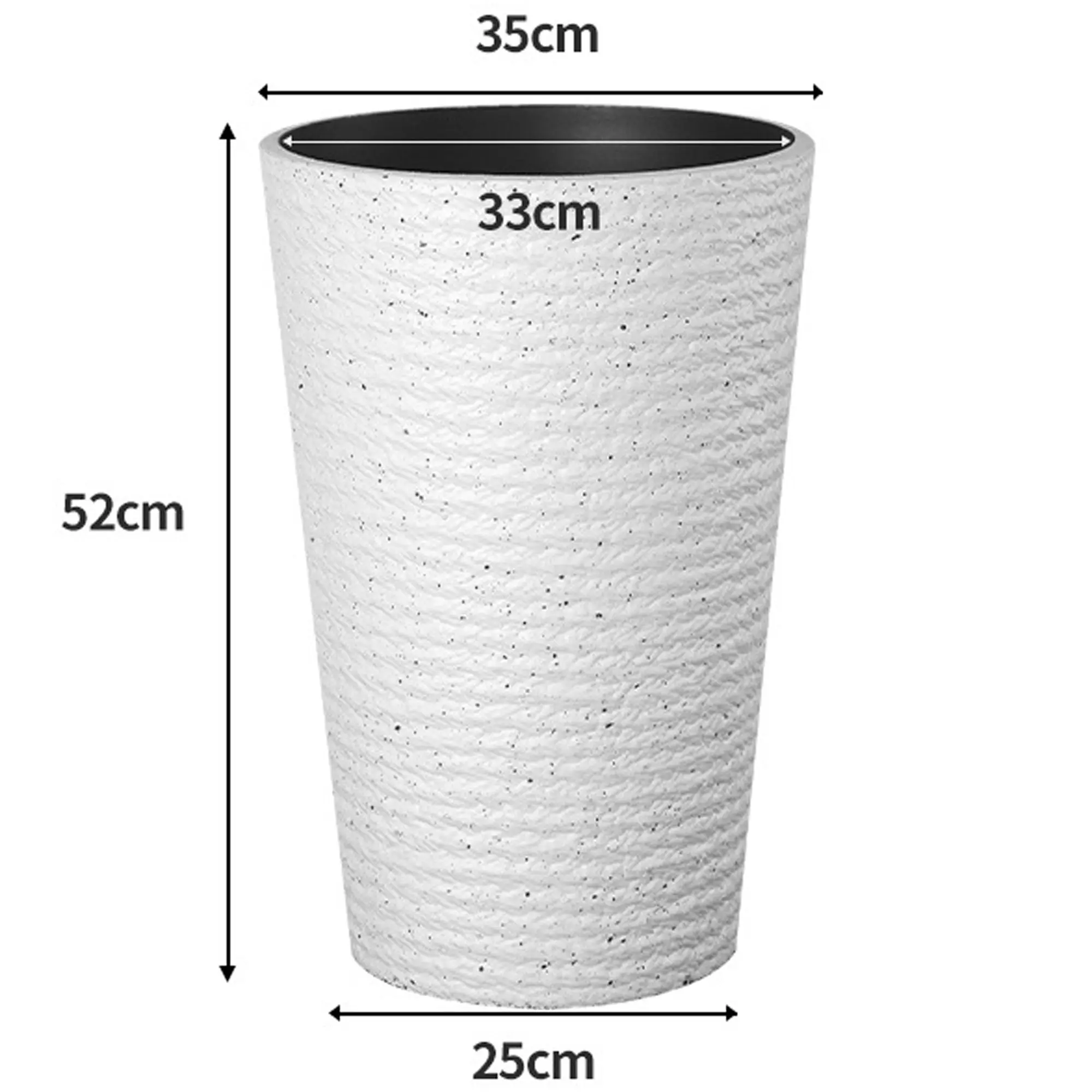 52cm Large Flower Pot Plastic Resin Imitation Ceramic Environment Durable Floor Standing Vase - White