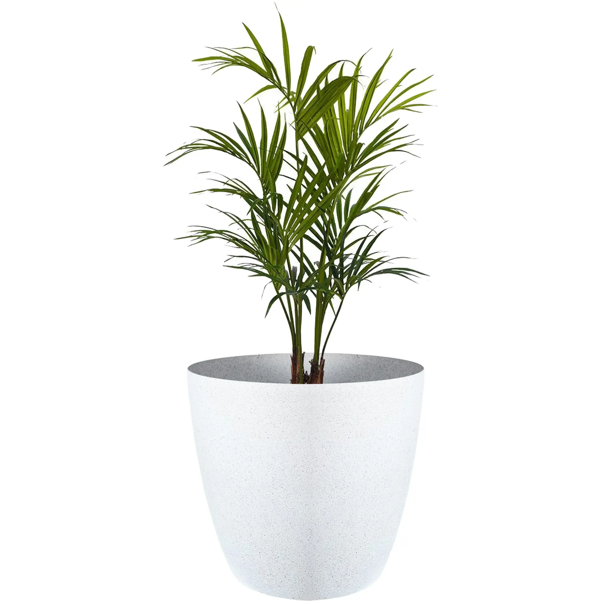 35cm Self Watering Flower Pot Plastic Resin Imitation Cement Environment Durable Floor Standing Vase - White