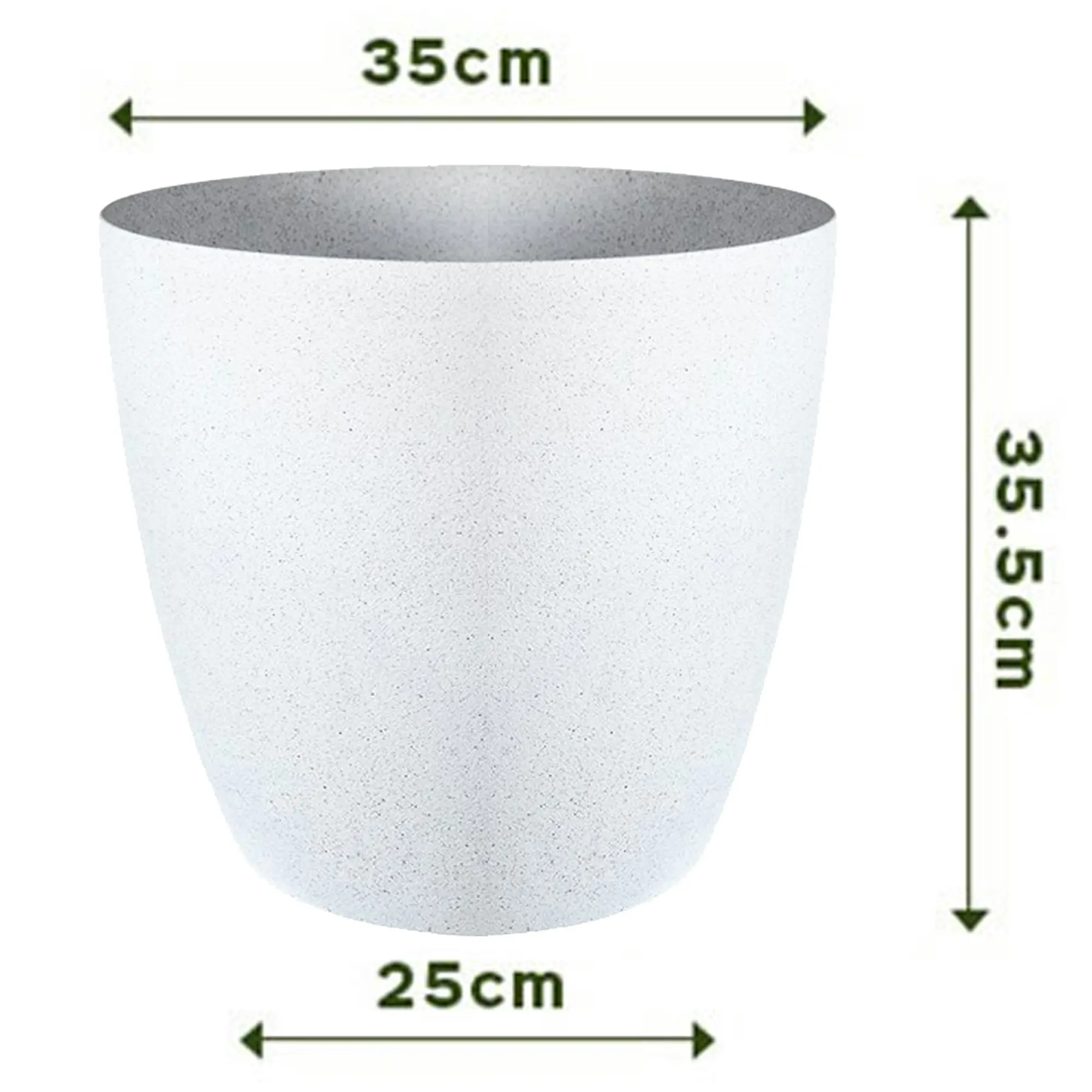 35cm Self Watering Flower Pot Plastic Resin Imitation Cement Environment Durable Floor Standing Vase - White