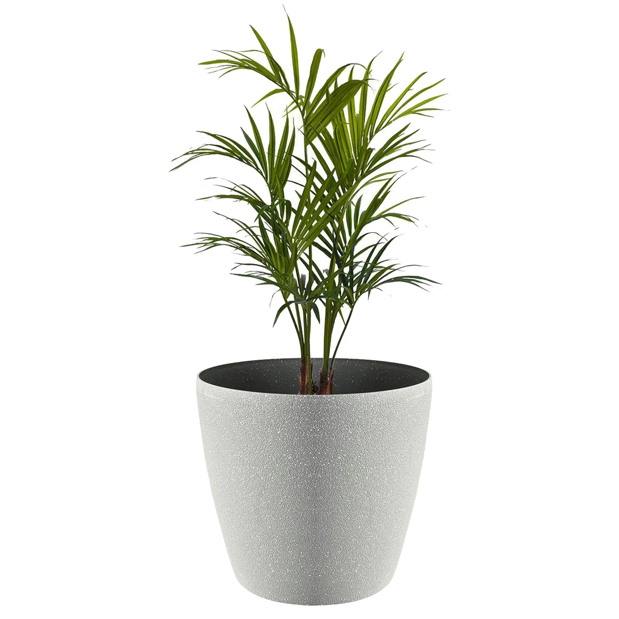 35cm Self Watering Flower Pot Plastic Resin Imitation Cement Environment Durable Floor Standing Vase - Grey