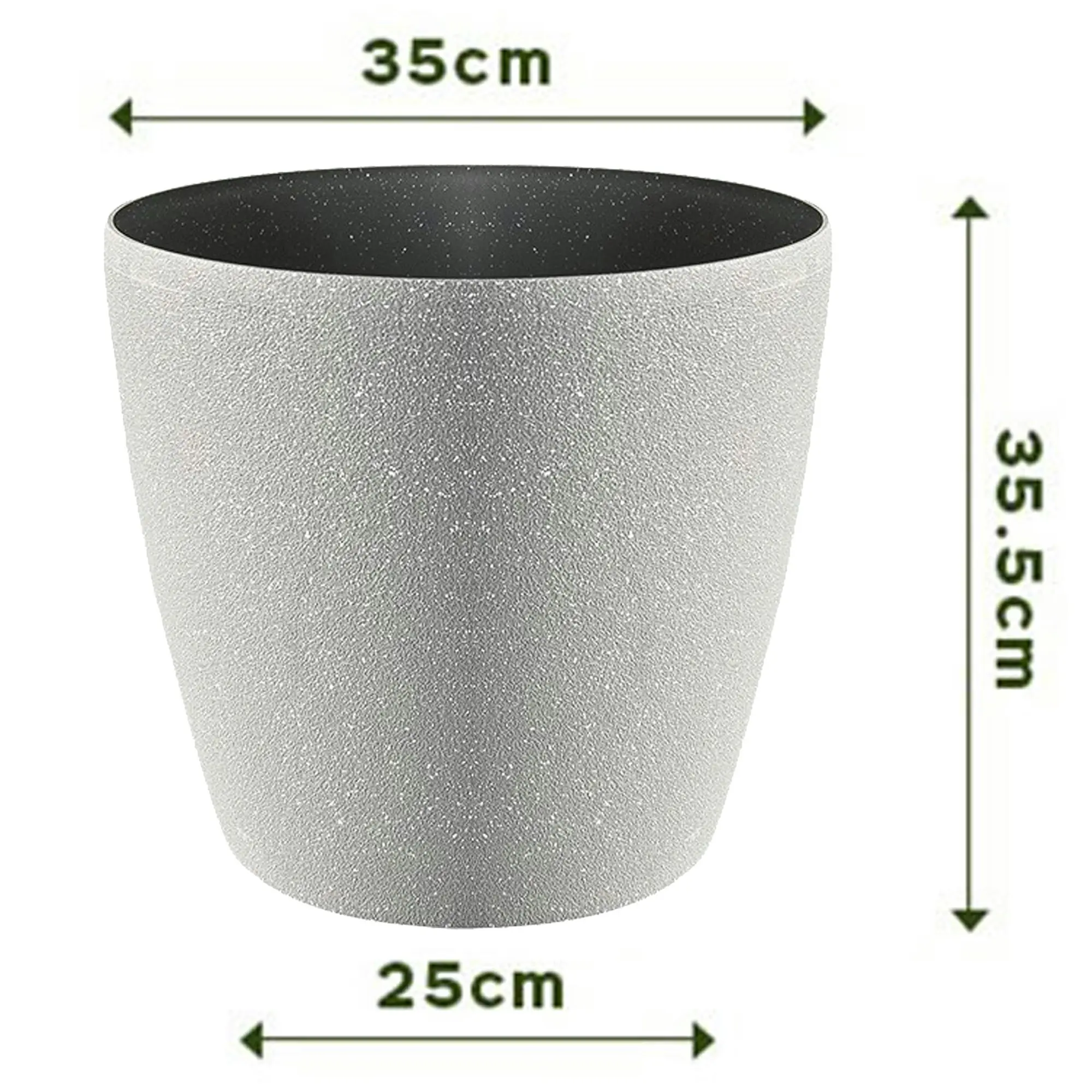 35cm Self Watering Flower Pot Plastic Resin Imitation Cement Environment Durable Floor Standing Vase - Grey