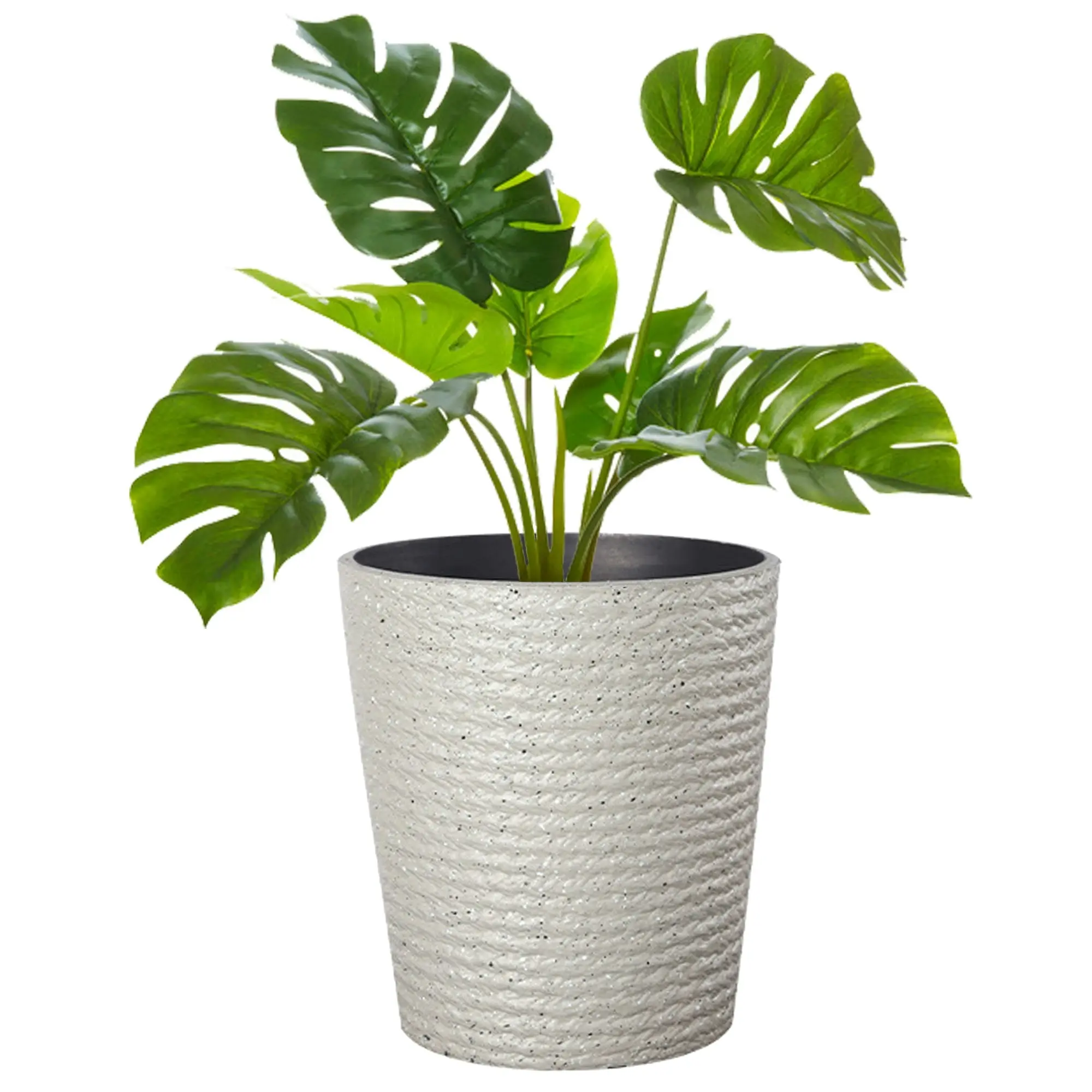 37cm Flower Pot Plastic Resin Imitation Ceramic Environment Durable Floor Standing Vase - Cream