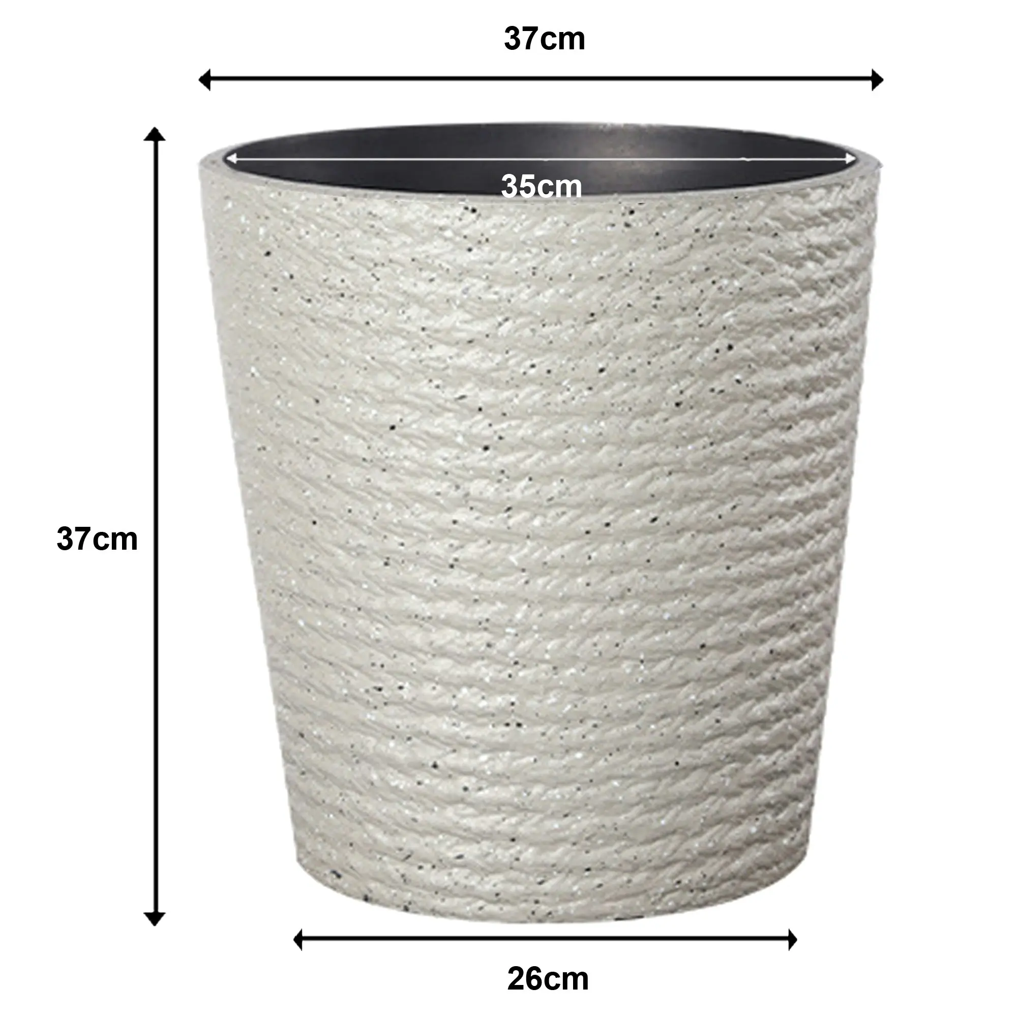 37cm Flower Pot Plastic Resin Imitation Ceramic Environment Durable Floor Standing Vase - Cream