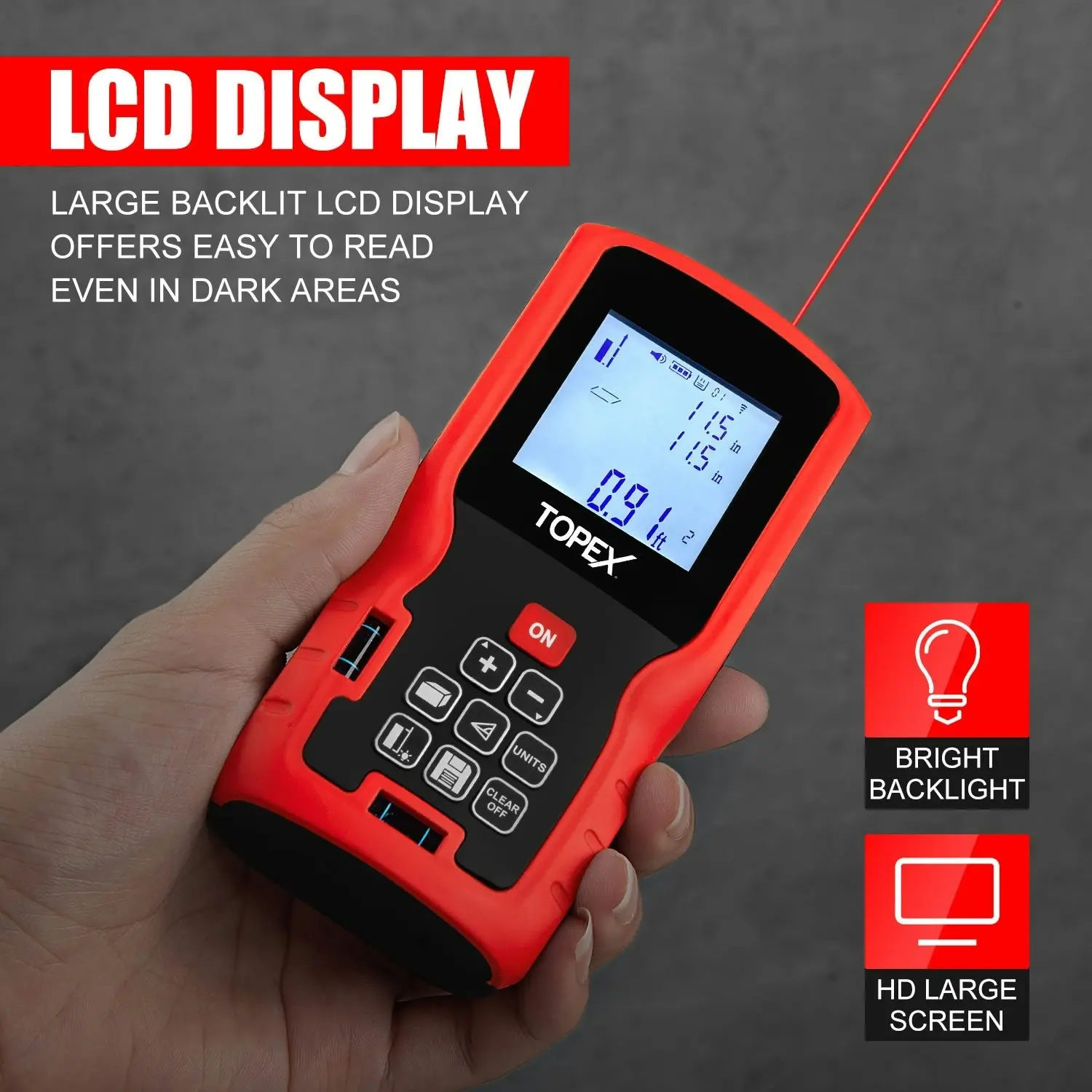 Topex Laser Distance Meter Laser Measurement Tool Laser Measure Digital Laser Measurer Measure Distance Area and Volume Battery Included