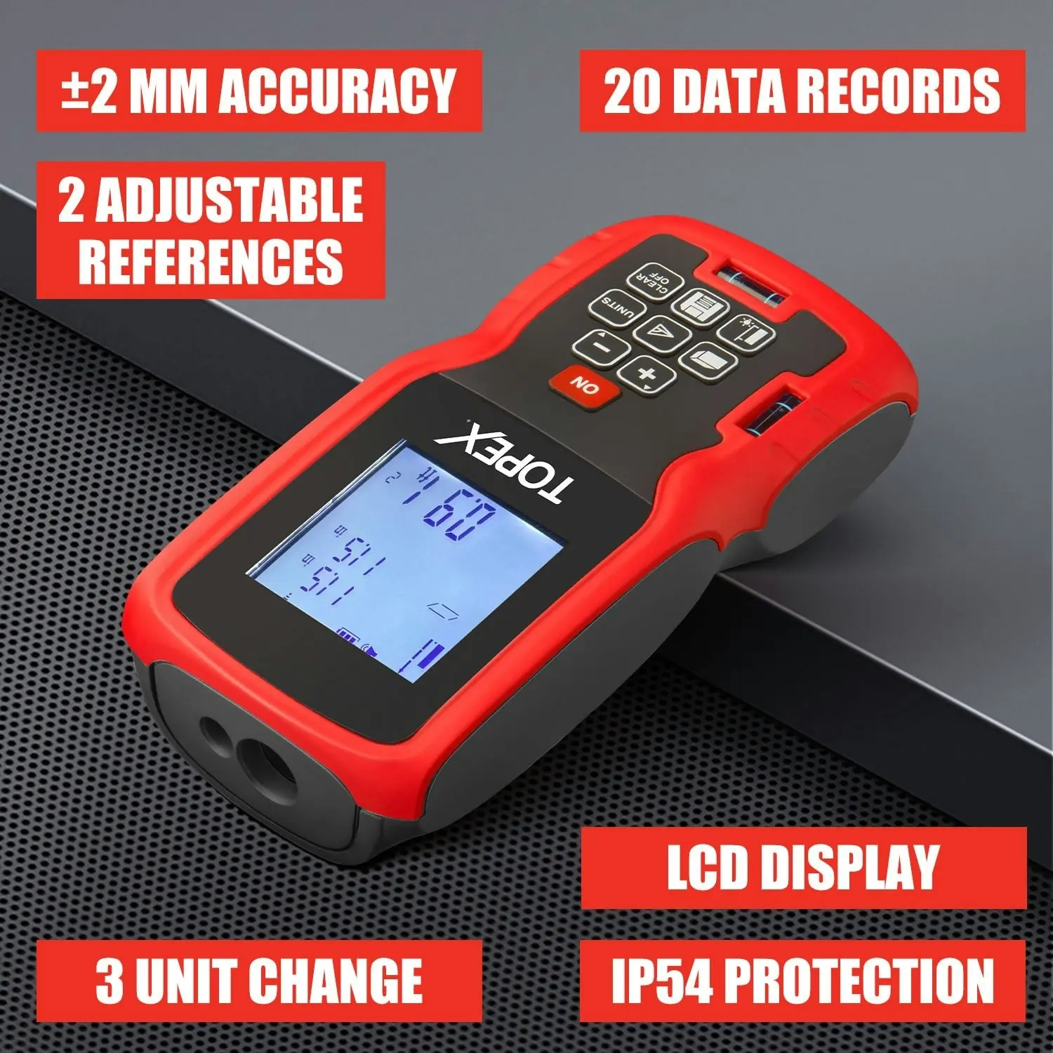 Topex Laser Distance Meter Laser Measurement Tool Laser Measure Digital Laser Measurer Measure Distance Area and Volume Battery Included