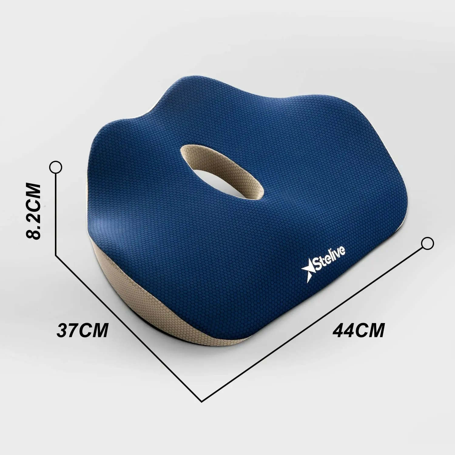 Stelive Memory Foam Seat Cushion Butt Support Pillow Office Chair Car Seat Cushion Coccyx Cushion Coccyx Pillow for Pain Relief (Blue, Grey)