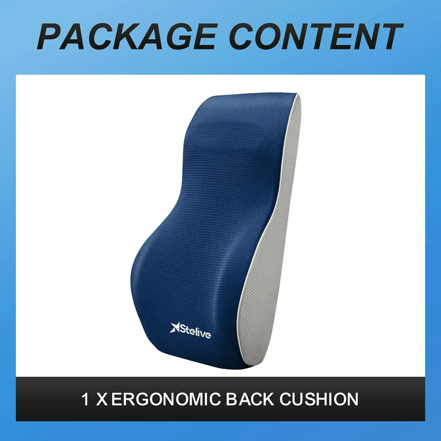 Stelive Ergonomic Back Cushion Lumbar Support Cushion Memory Foam Back Support Orthopedic Backrest Support Pillow w/ Adjustable Straps