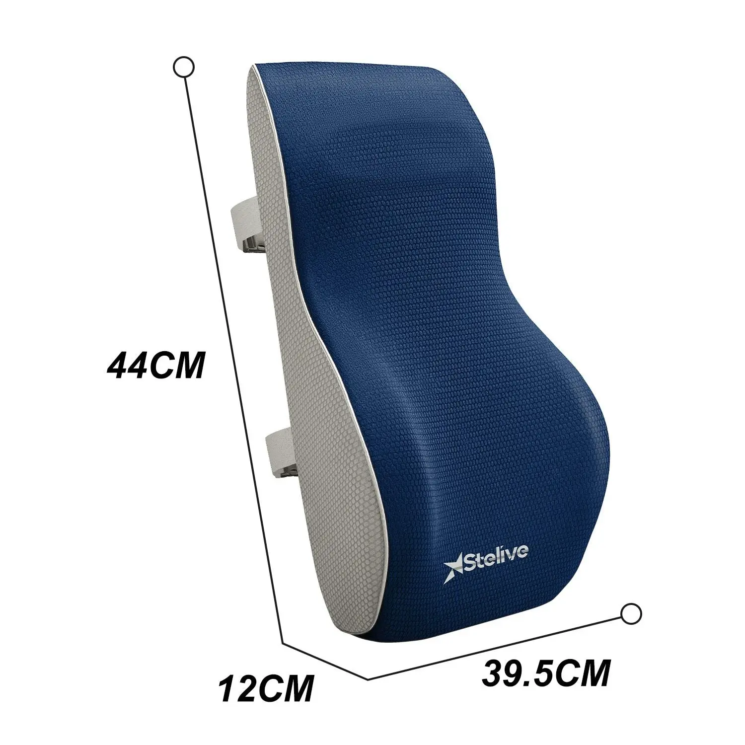 Stelive Ergonomic Back Cushion Lumbar Support Cushion Memory Foam Back Support Orthopedic Backrest Support Pillow w/ Adjustable Straps