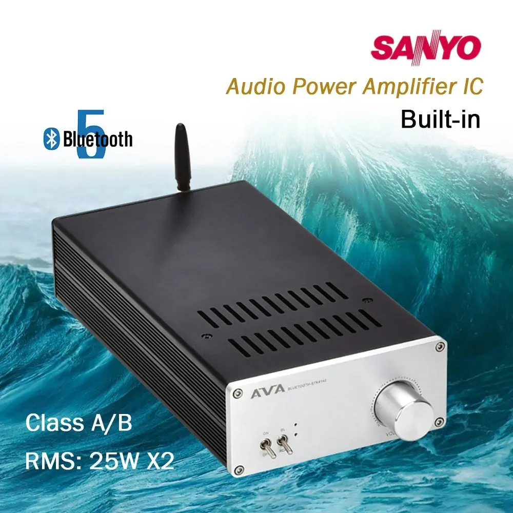 Class AB Sanyo STK4140 Amplifier BT5.0 25W*2 Tube Sound Aluminium Cabinet