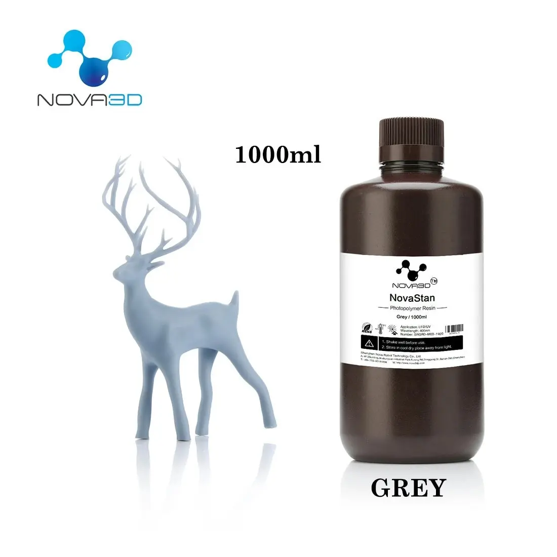 NOVA3D Rapid Resin 405nm UV Curing Resin for 3D Printing LCD Printer Opaque Colour