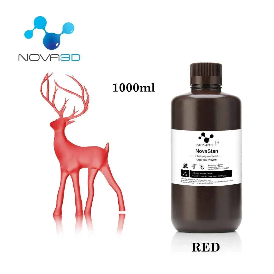 NOVA3D Rapid Resin 405nm UV Curing Resin for 3D Printing LCD Printer Clear Colour