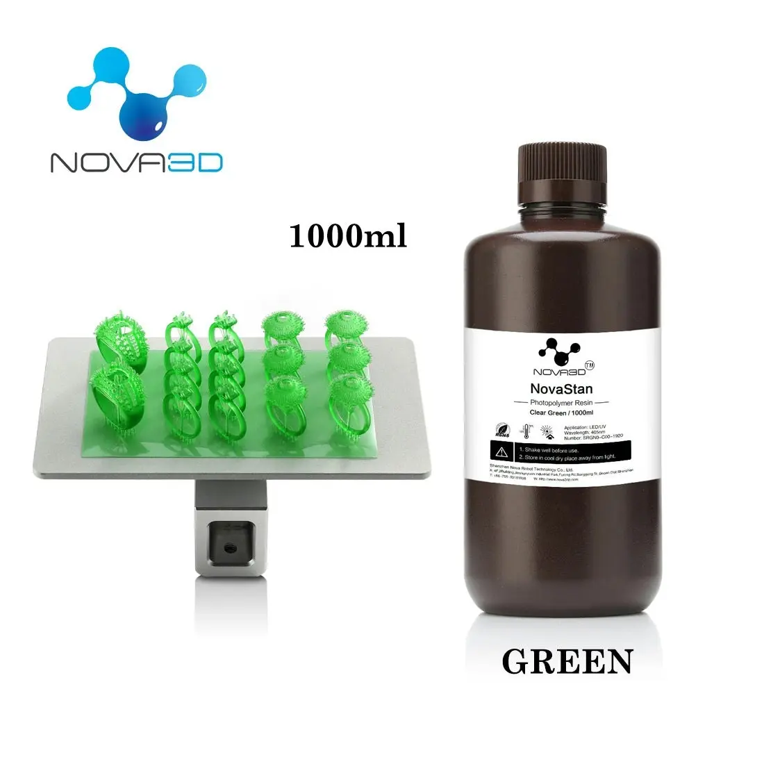 NOVA3D Rapid Resin 405nm UV Curing Resin for 3D Printing LCD Printer Clear Colour