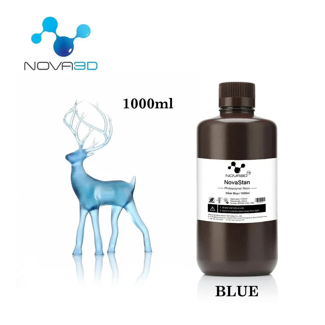 NOVA3D Rapid Resin 405nm UV Curing Resin for 3D Printing LCD Printer Clear Colour