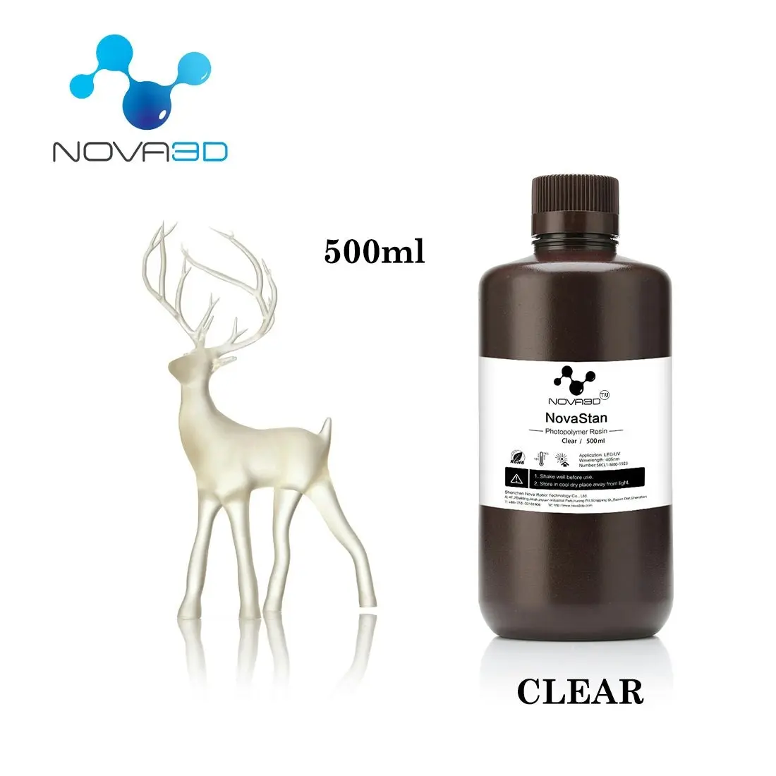 NOVA3D Rapid Resin 405nm UV Curing Resin for 3D Printing LCD Printer Clear Colour