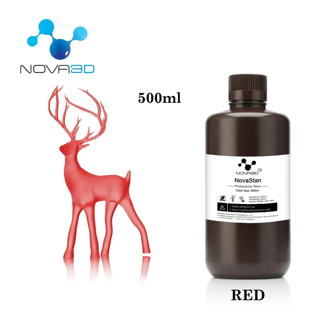 NOVA3D Rapid Resin 405nm UV Curing Resin for 3D Printing LCD Printer Clear Colour