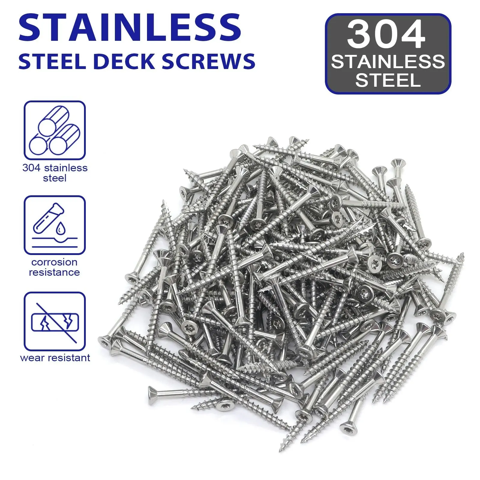 10G 50mm Torx star head 304 stainless steel Screws 1000pcs Ez-Bit & Driver Bit