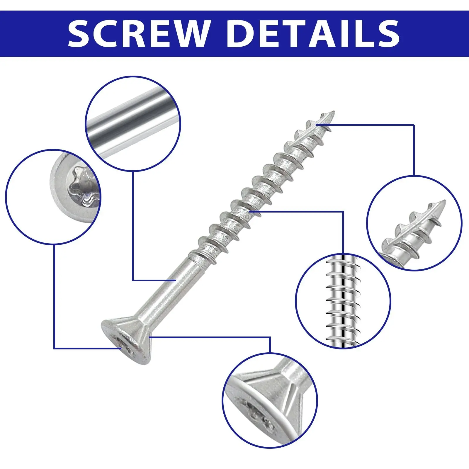 10G 50mm Torx star head 304 stainless steel Screws 1000pcs Ez-Bit & Driver Bit