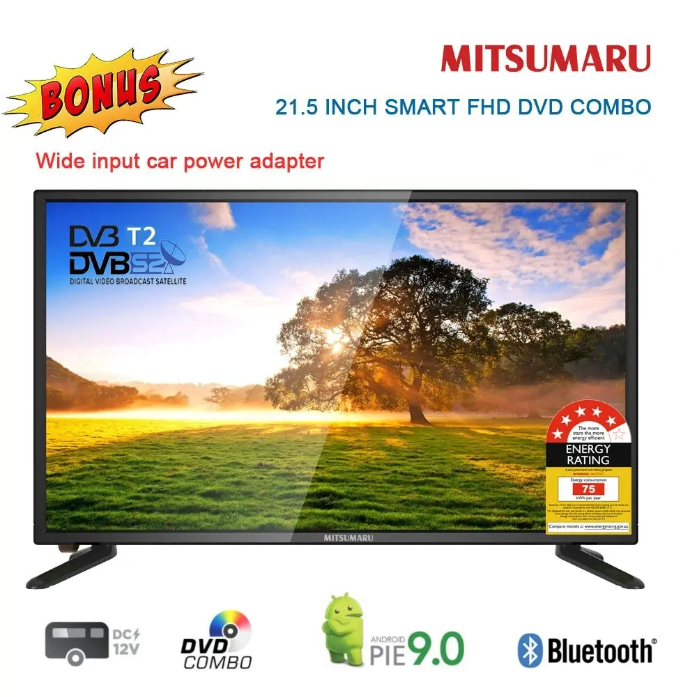 Mitsumaru 21.5 FHD Android Smart DVD Combo All in One TV DVB-T2 DVB-S2 DC 12V