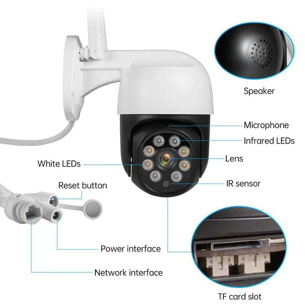 Tuya Smart 1080P Security IP Camera Color Night Vision Outdoor Home WiFi Camera