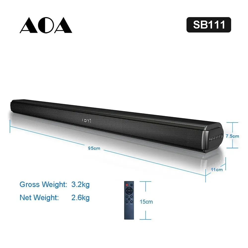 AOA SB111 2.2CH High Quality BT 5.0 120w SOUNDBAR HDMI ARC Optical USB Playback