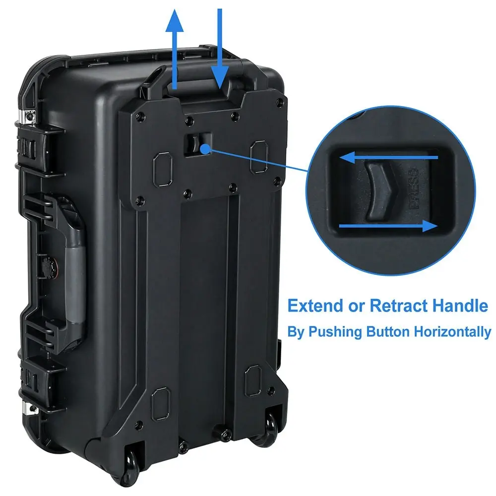 Waterproof Rolling Hard Case with Wheel and Customizable Foam