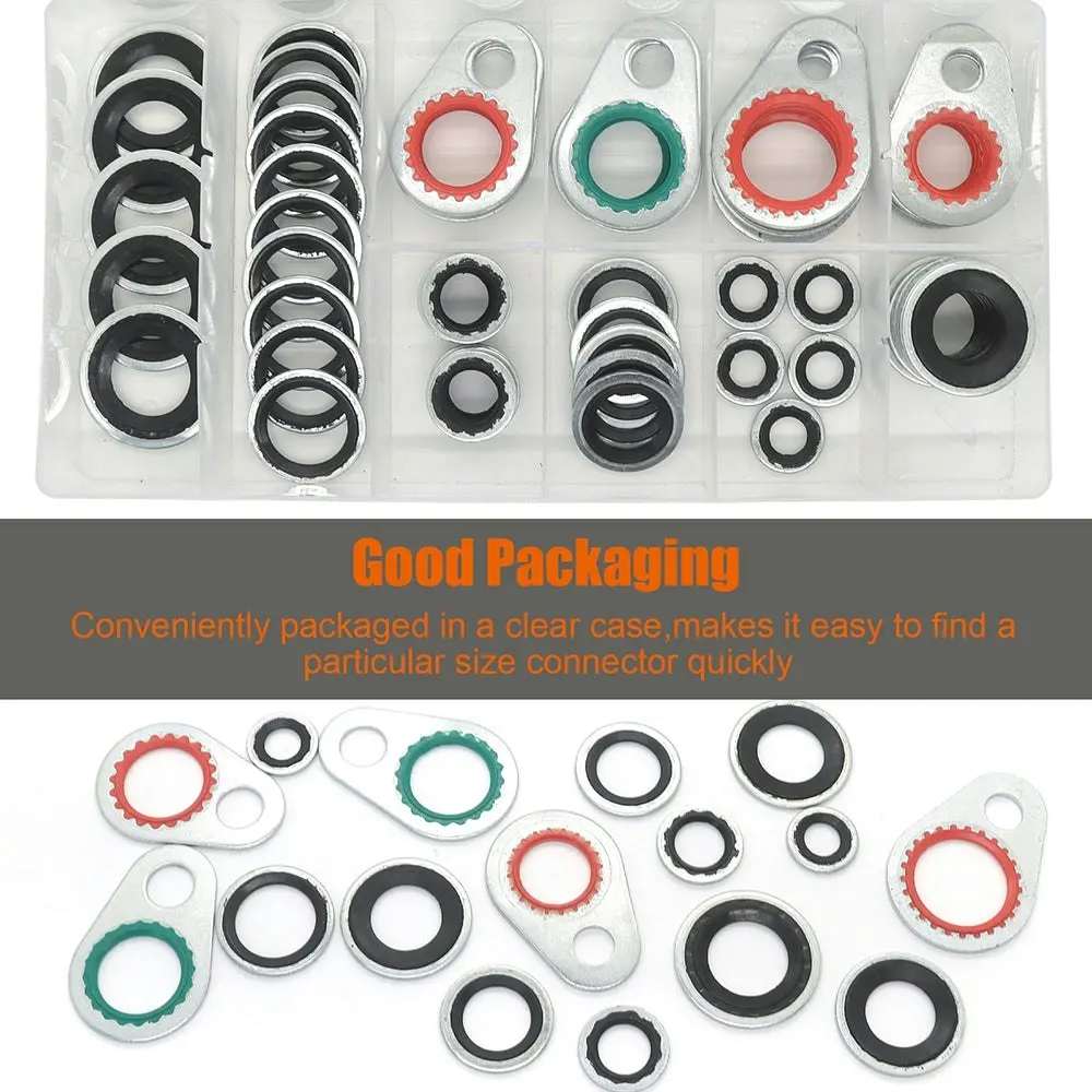 A/C System Compressor Gasket Seals Port Seal Washer Kit Bonded Assortment 65 PCS