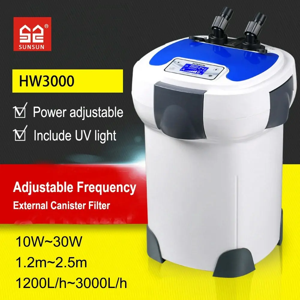 SUNSUN HW-3000 Frequency 1200L/H-3000L/H Adjustable External Filter 4xFree Media