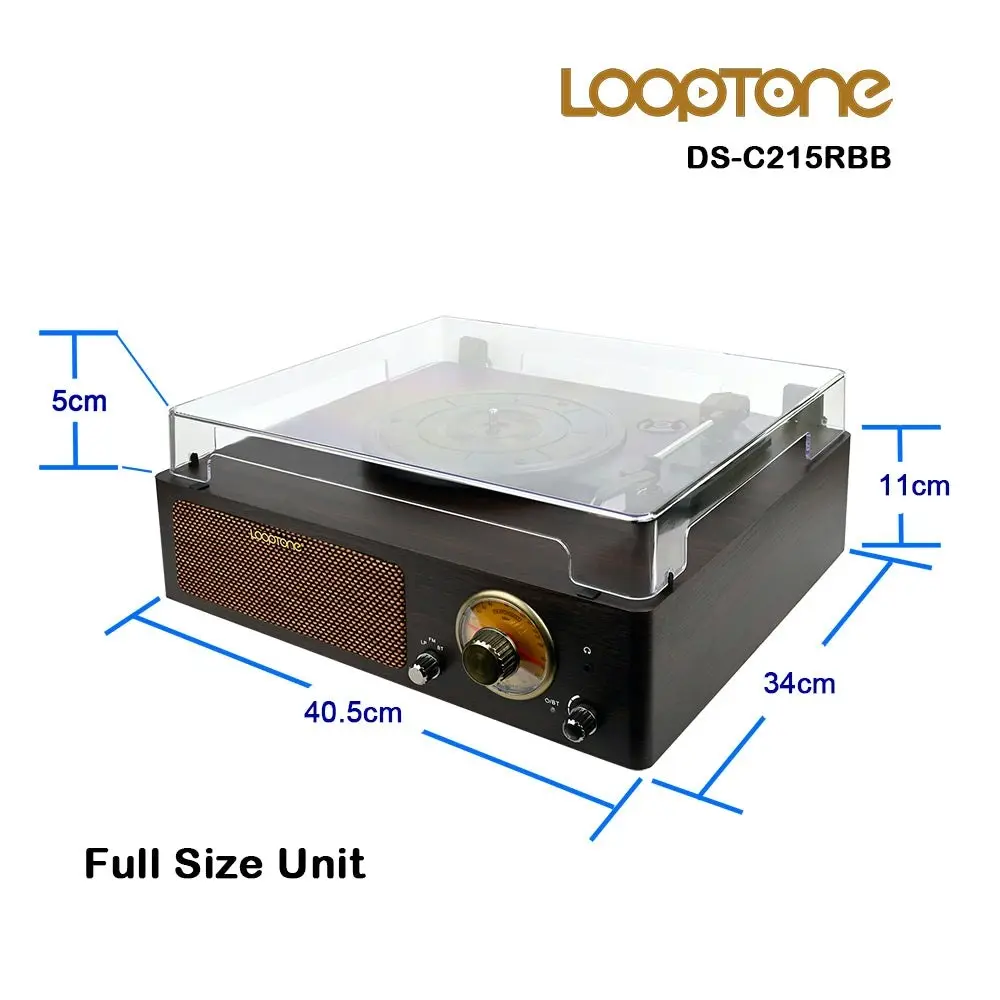 Looptone DS-215RBB Bluetooth In & Out Turntable with FM Radio functions