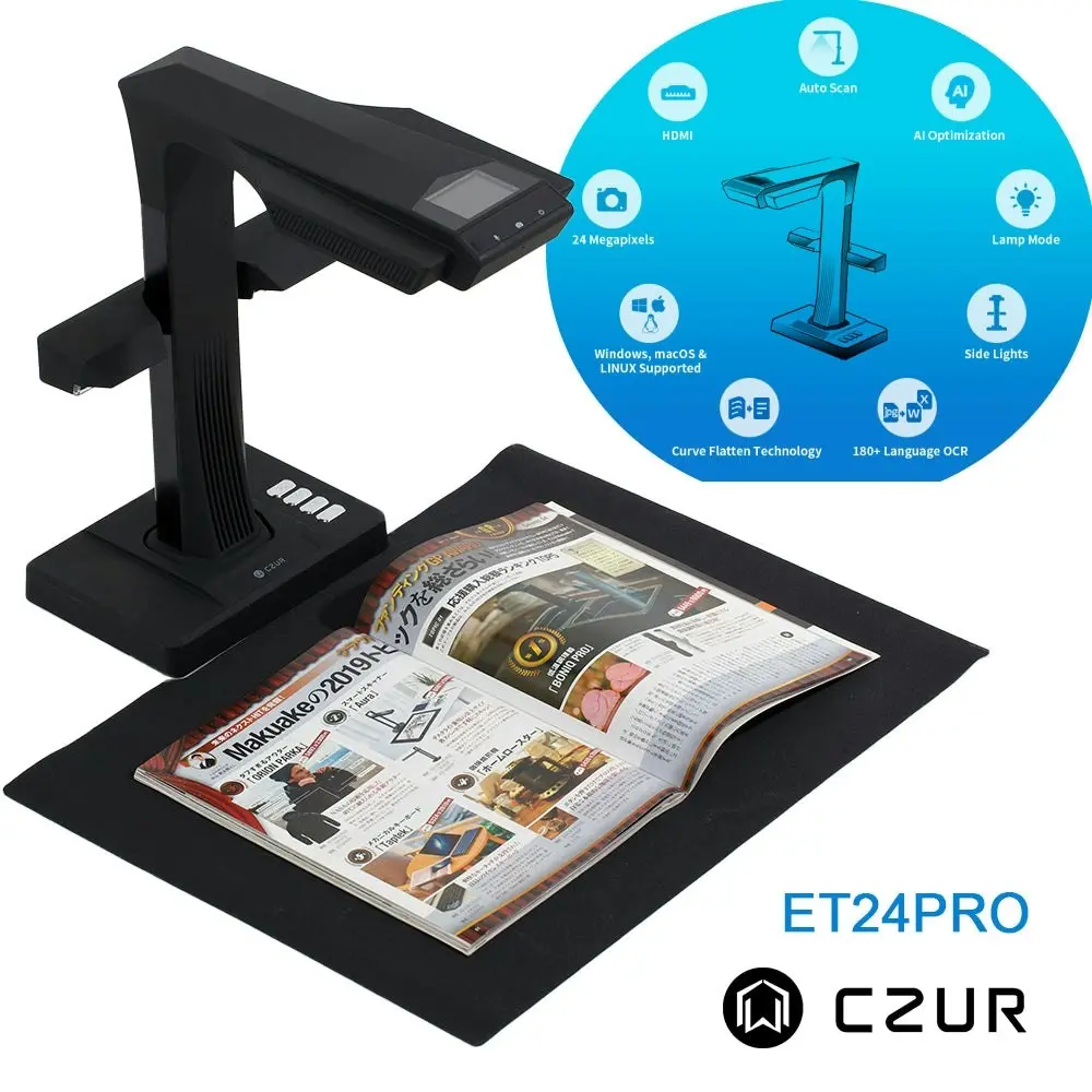 CZUR ET24PRO Incomparable Professional Book Scanner 24 Megapixels 320 DPI OCR