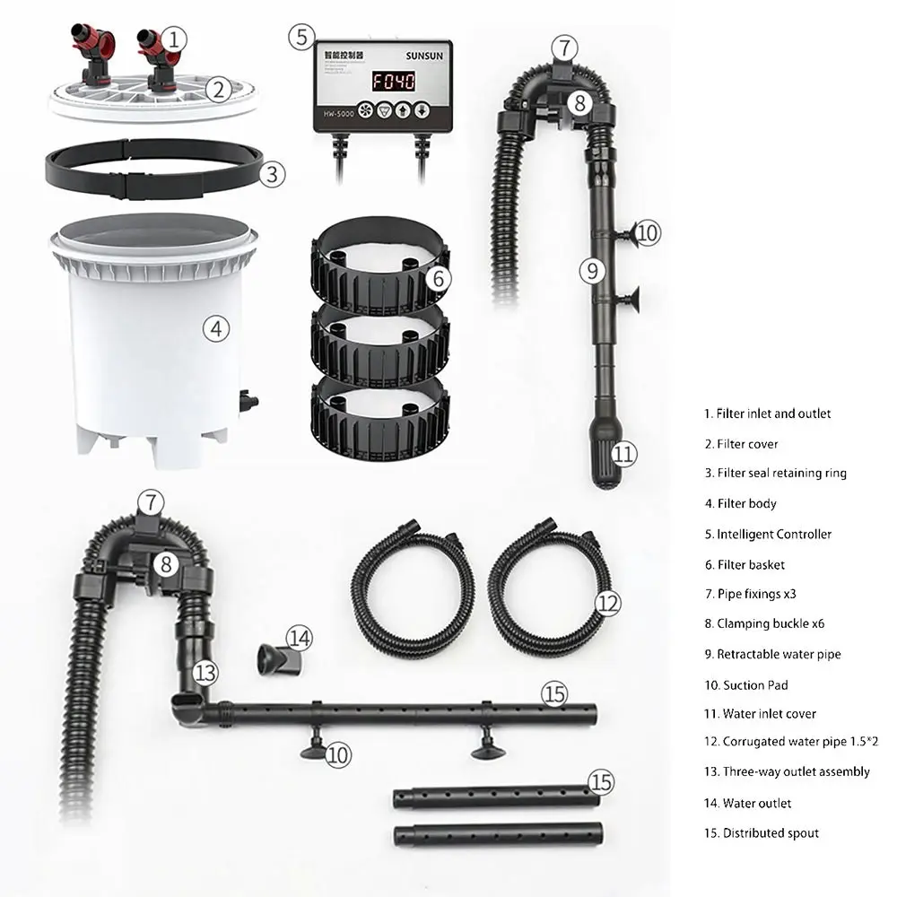 SUNSUN HW-5000 Frequency 1800L/H-4600L/H Adjustable External Filter 3xFree Media