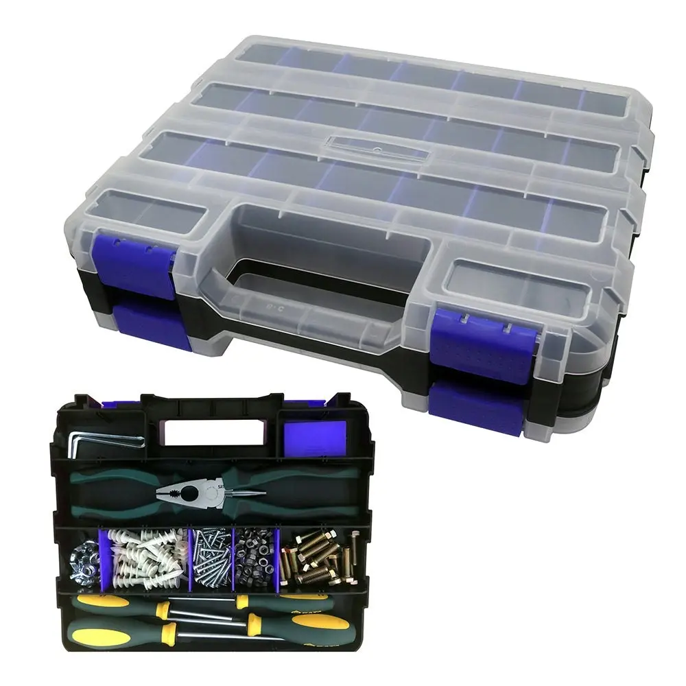 Tools Organizer Box Small Parts Storage Box 50-Compartment Double Side Blue