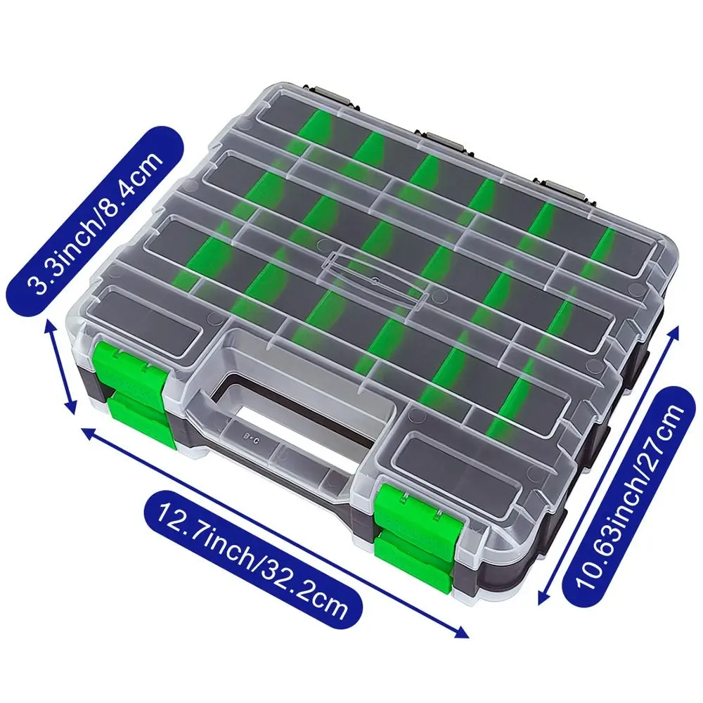 Tools Organizer Box Small Parts Storage Box 50-Compartment Double Side Green