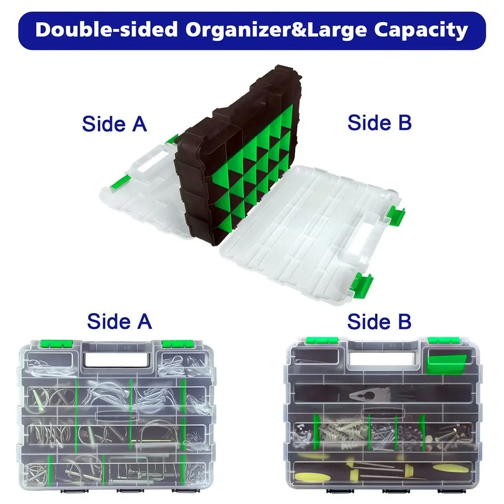 Tools Organizer Box Small Parts Storage Box 50-Compartment Double Side Green