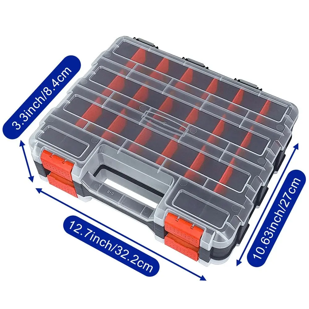 Tools Organizer Box Small Parts Storage Box 50-Compartment Double Side Orange