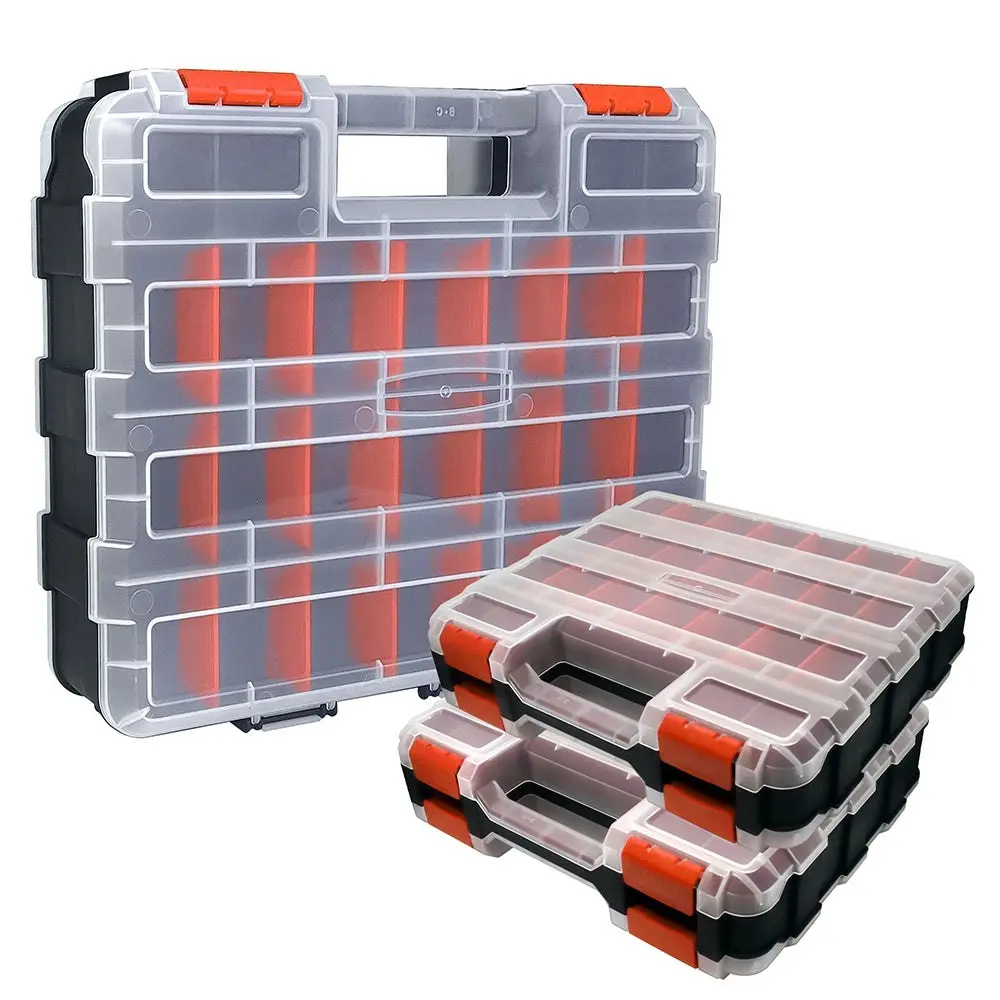 Tools Organizer Box Small Parts Storage Box 50-Compartment Double Side Orange