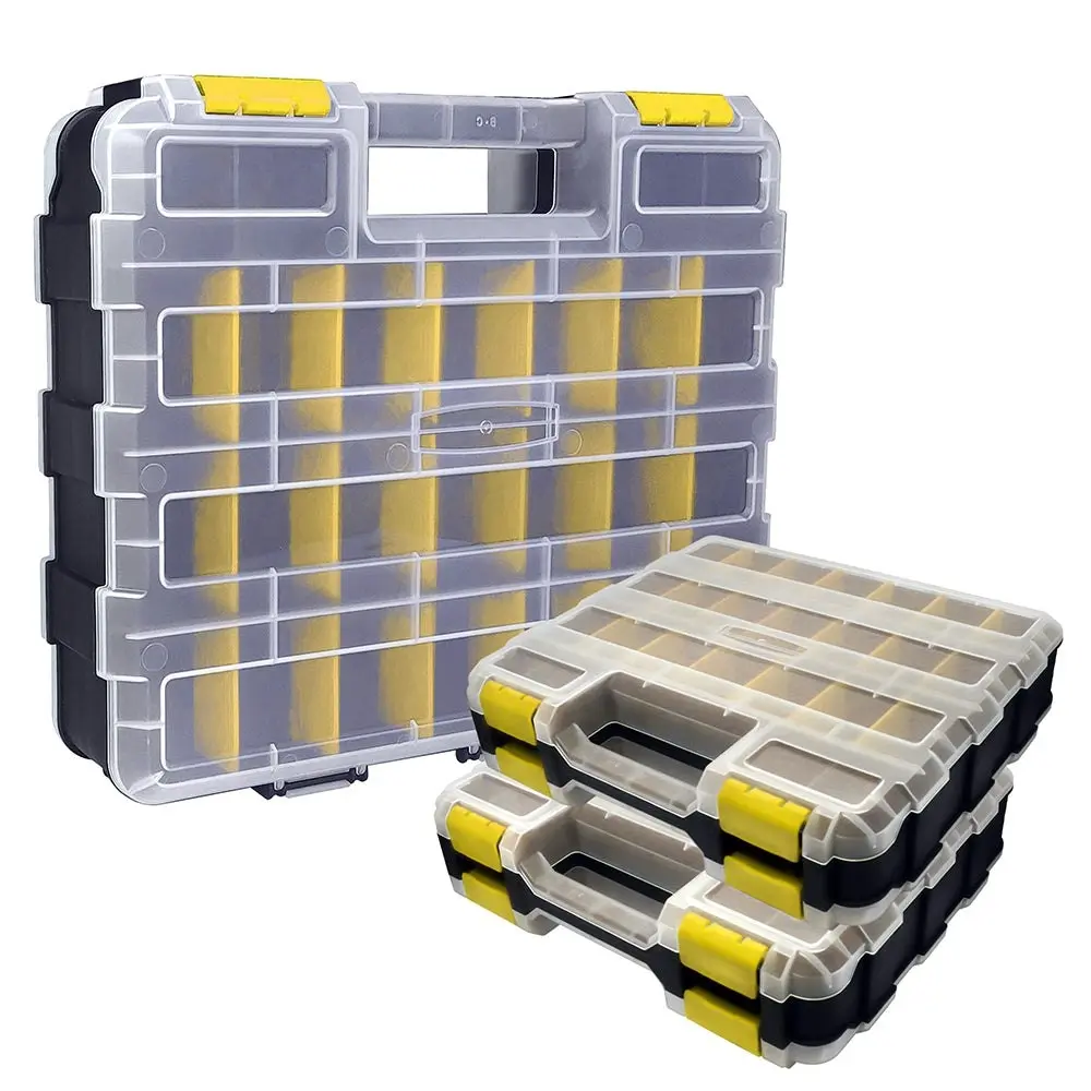 Tools Organizer Box Small Parts Storage Box 50-Compartment Double Side Yellow