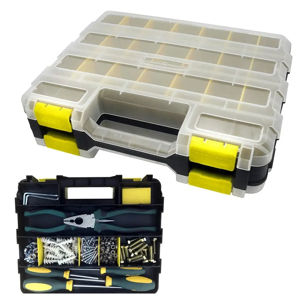 Tools Organizer Box Small Parts Storage Box 50-Compartment Double Side Yellow