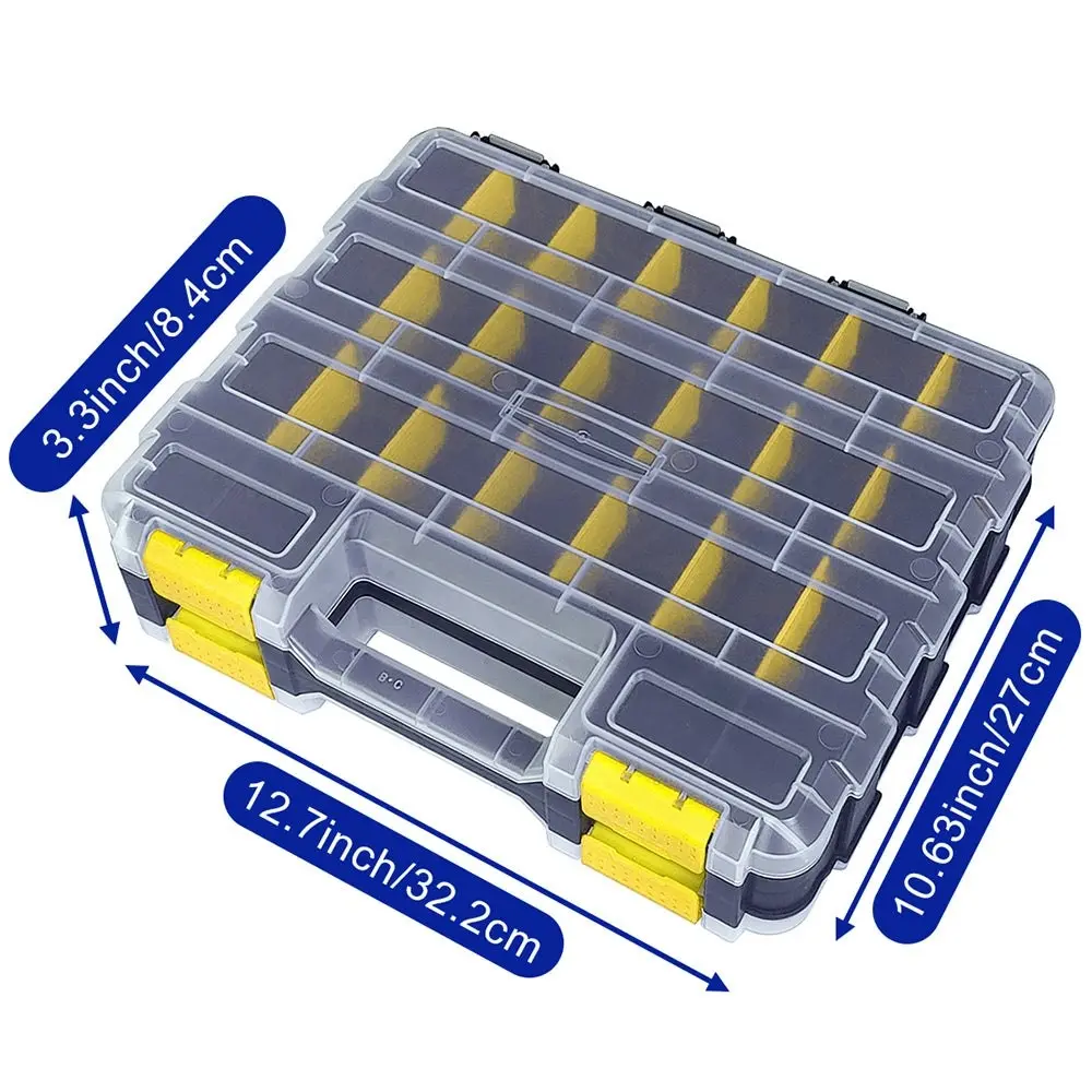 Tools Organizer Box Small Parts Storage Box 50-Compartment Double Side Yellow