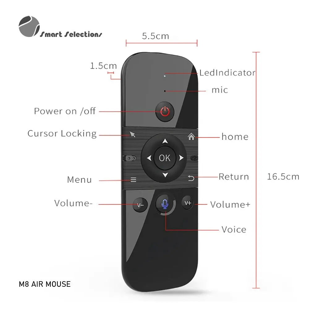 M8 2.4G Large Size Air Mouse Keyboard Voice Remote Control Android device PC