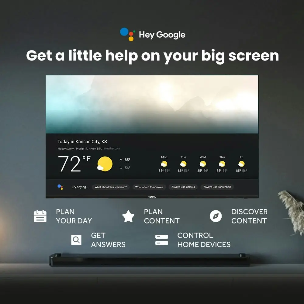 Konka Bezelless 55 inch UHD Android DVB-T2 TV with HBBTV, Youtube, Netflix etc