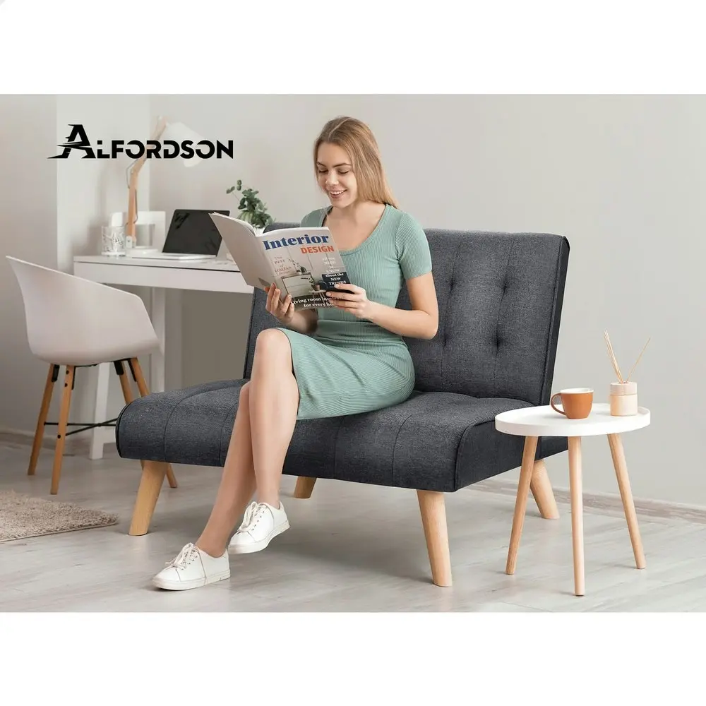 Alfordson Sofa Bed Lounge Chair Single Seater Fabric Grey