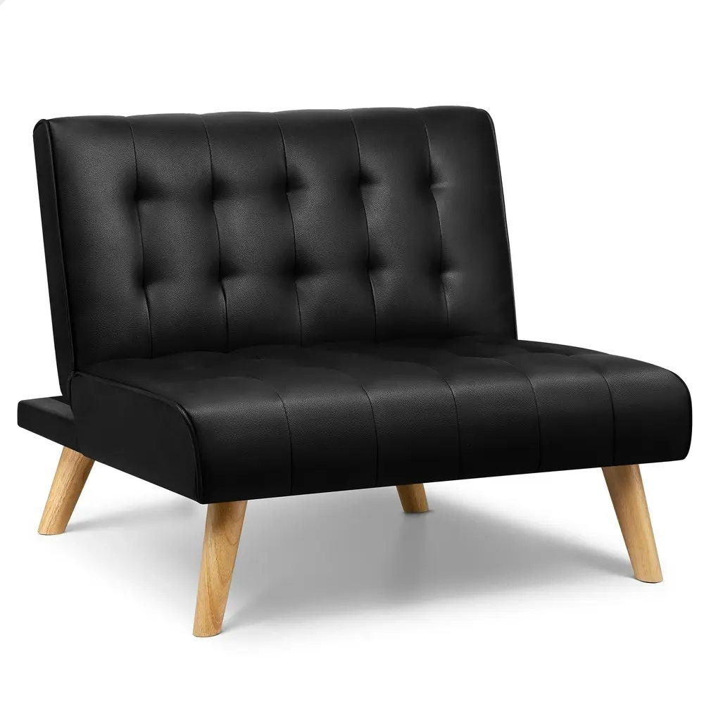 Alfordson Sofa Bed Lounge Chair Single Seater PU Leather Black