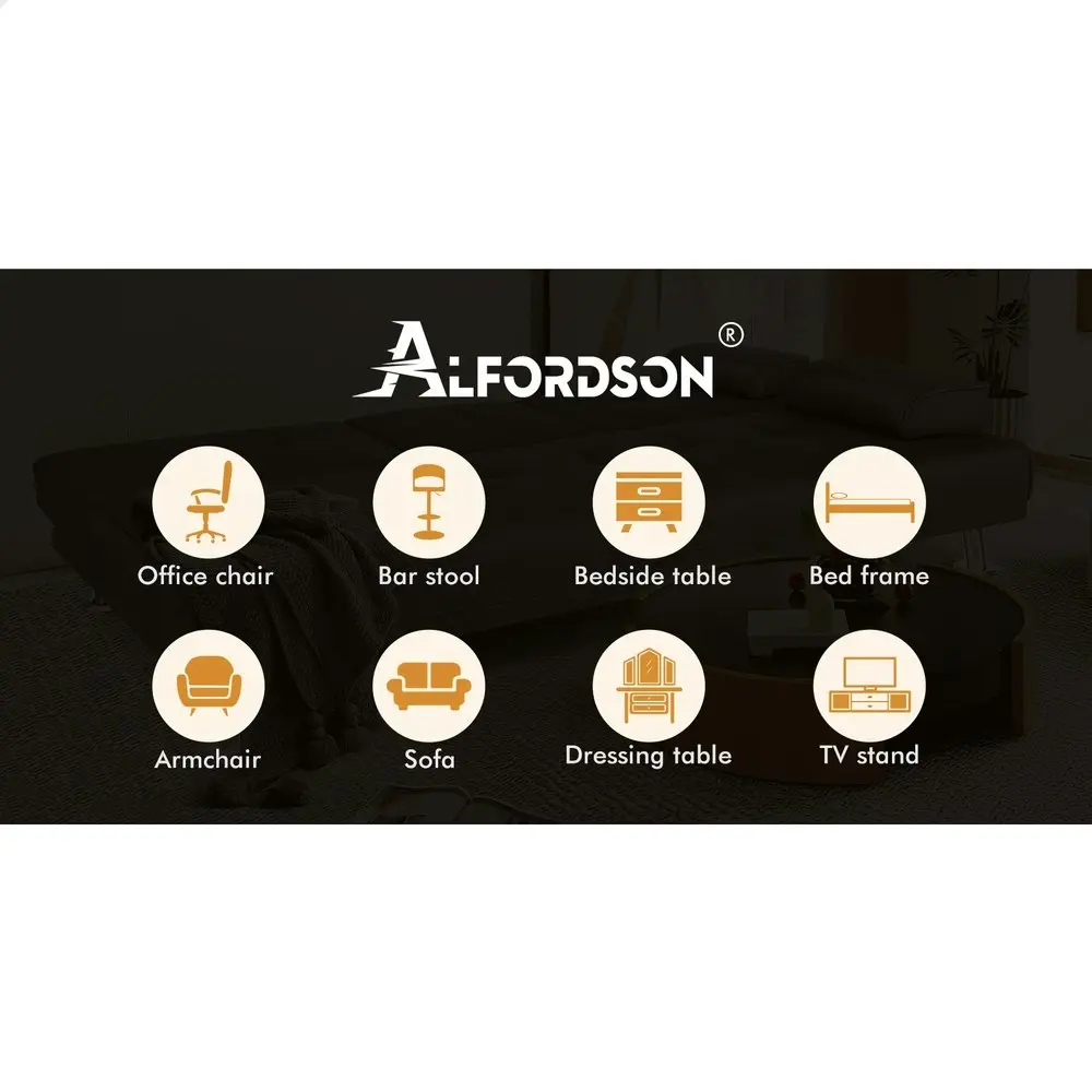 Alfordson Sofa Bed Lounge 3 Seater Futon Couch Cup Holder Leather Black