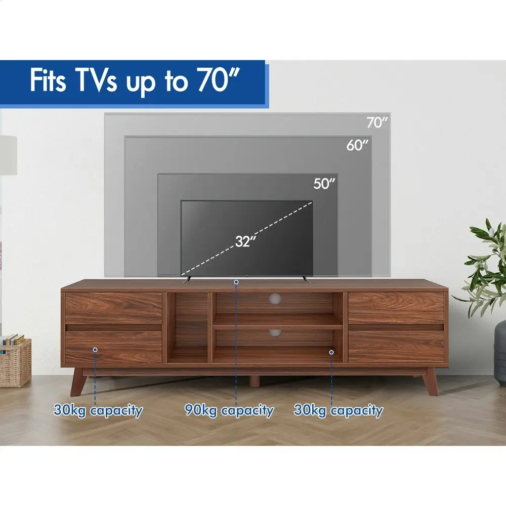 Alfordson Entertainment Unit TV Cabinet Stand 180cm Drawer Shelf Walnut