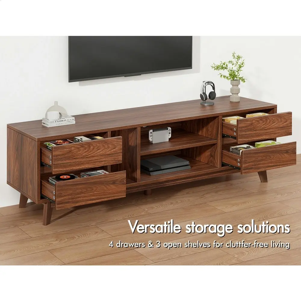 Alfordson Entertainment Unit TV Cabinet Stand 180cm Drawer Shelf Walnut