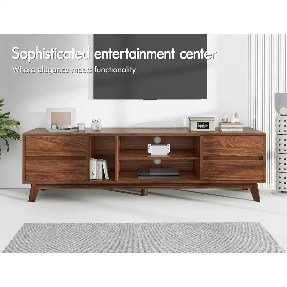 Alfordson Entertainment Unit TV Cabinet Stand 180cm Drawer Shelf Walnut