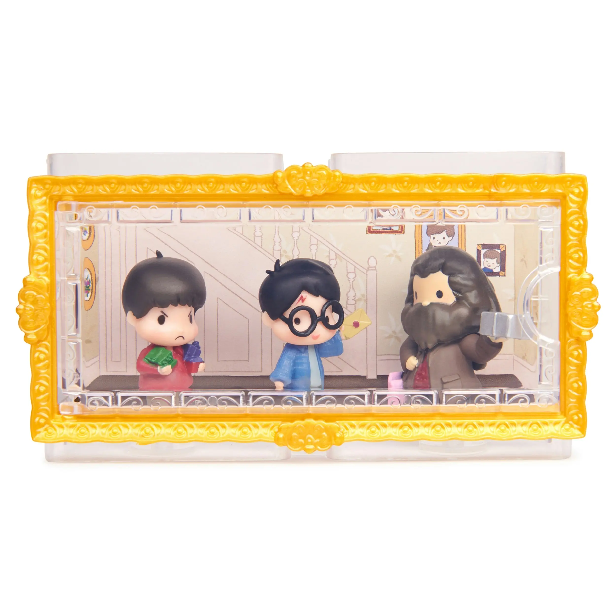 Wizarding World Harry Potter, Micro Magical Moments Action Figures Set with Exclusive Harry, Hagrid, Dudley & Display Case