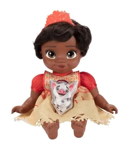 Disney Princess Moana Baby Doll Deluxe with Tiara, Carrier, Plush Friend, Pacifier, Bib & Baby Bottle