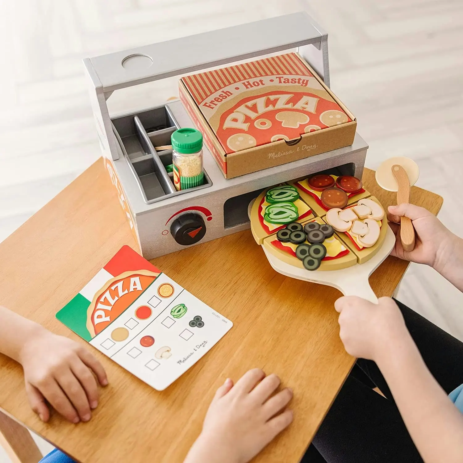 Melissa & Doug Top & Bake Wooden Pizza Counter Play Set